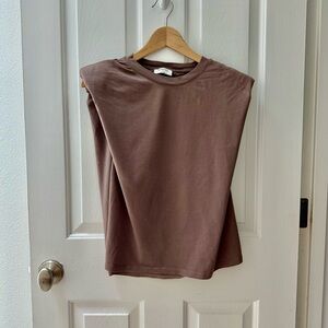 Babaton - Brown Boxy Sleeveless Muscle Tee - Size Small